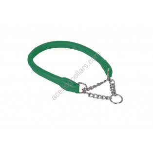 Ace Rolled super SOFT Half Check Leather Dog Collar:(Purple, Green, Blue) :::Stainless Steel Chain:::